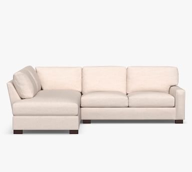 Turner Square Arm Upholstered Left Sofa Return Bumper Sectional, Down Blend Wrapped Cushions, Performance Slub Cotton Silver Taupe - Image 1