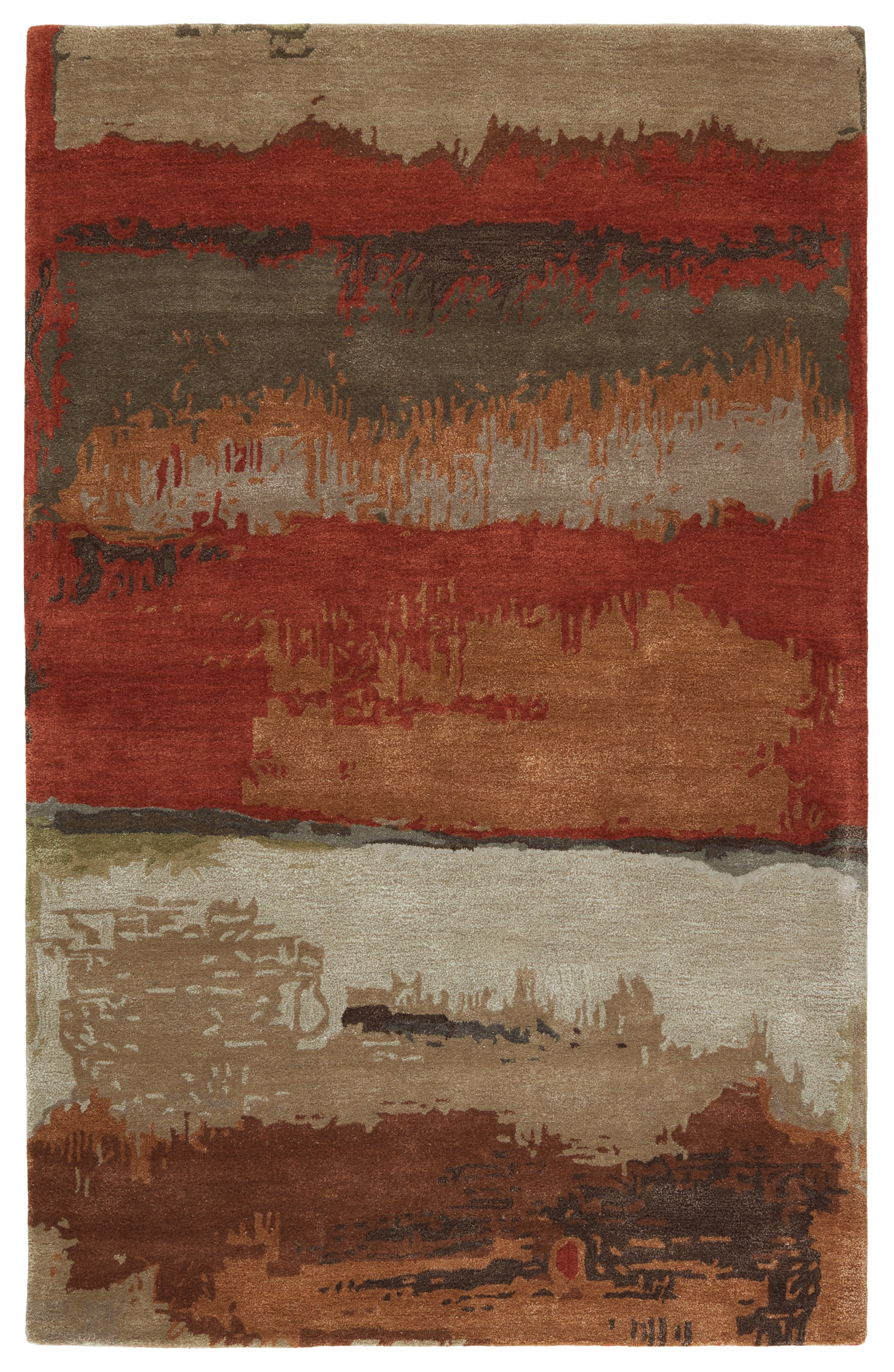 Juna Handmade Abstract Red/ Brown Area Rug (5'X8') - Image 0