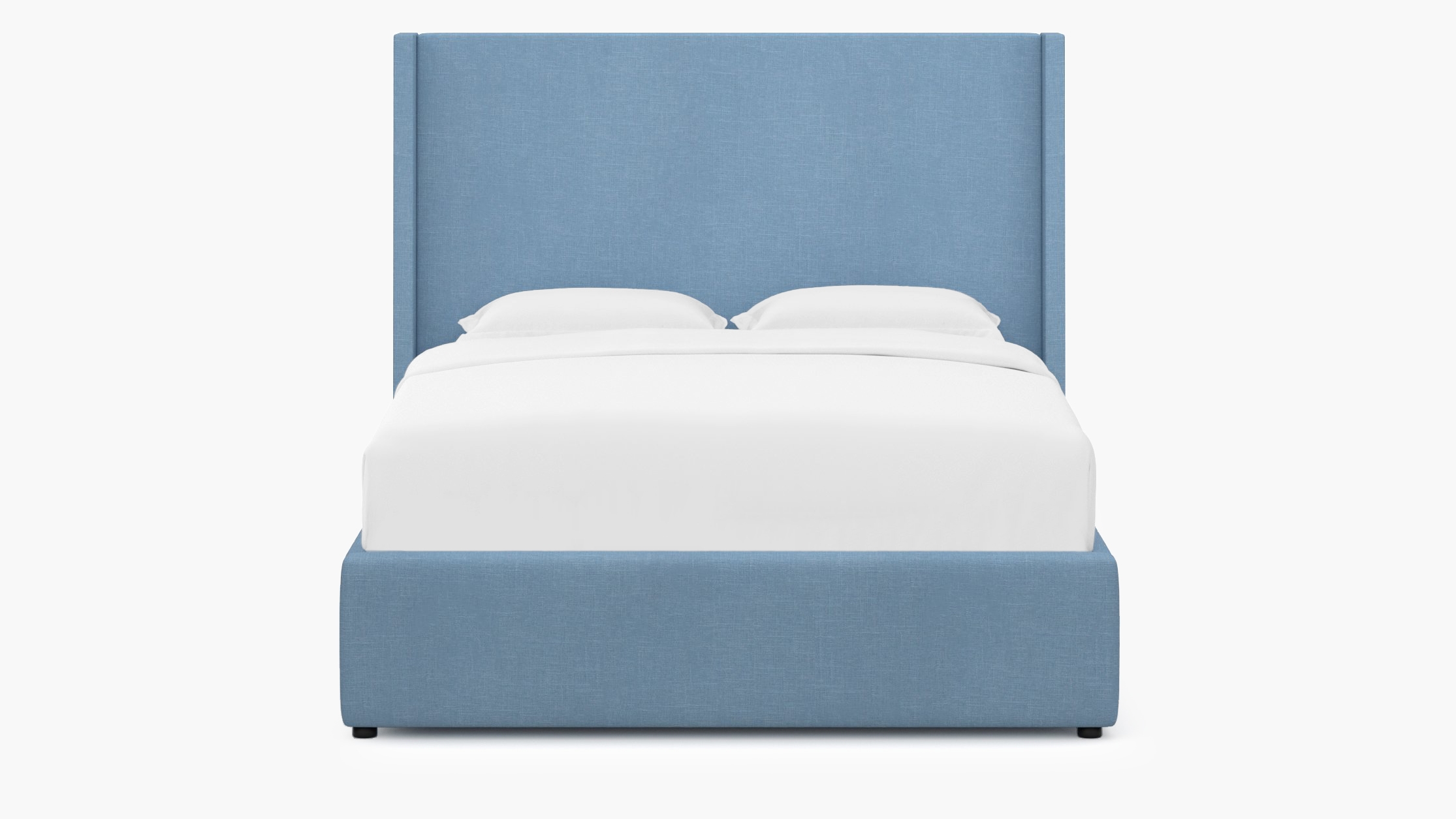 Modern Wingback Bed, French Blue Everyday Linen, Twin - Image 0
