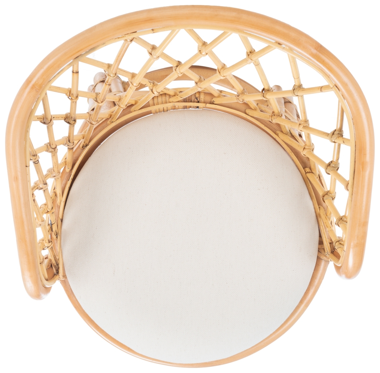 Yuta Rattan Counter Stool W/ Cushion - White / Natural - Safavieh - Image 3