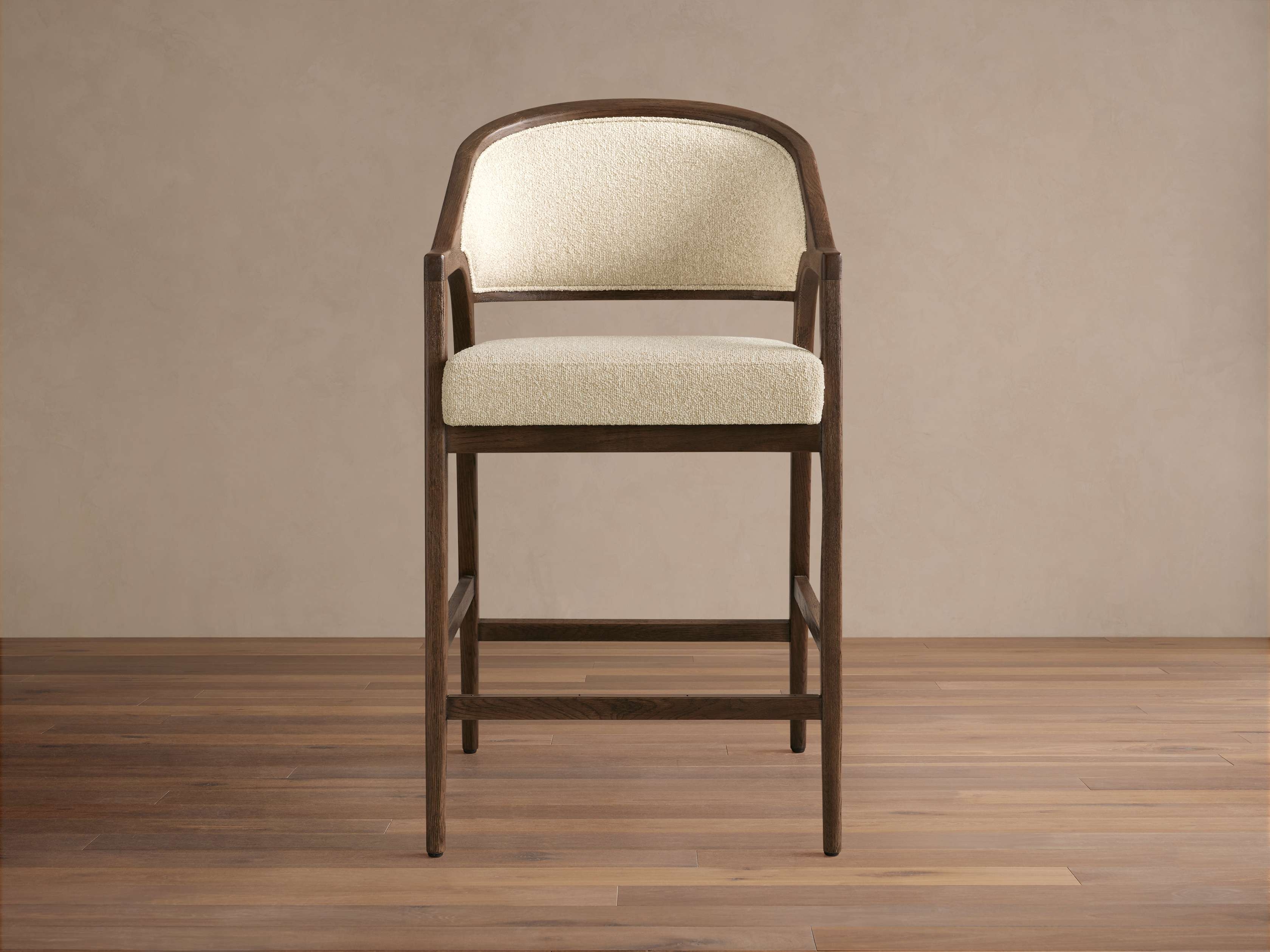 Aimee Back Counter Stool Upholstered in Natural  Mocha & Promise Ecru - Image 0