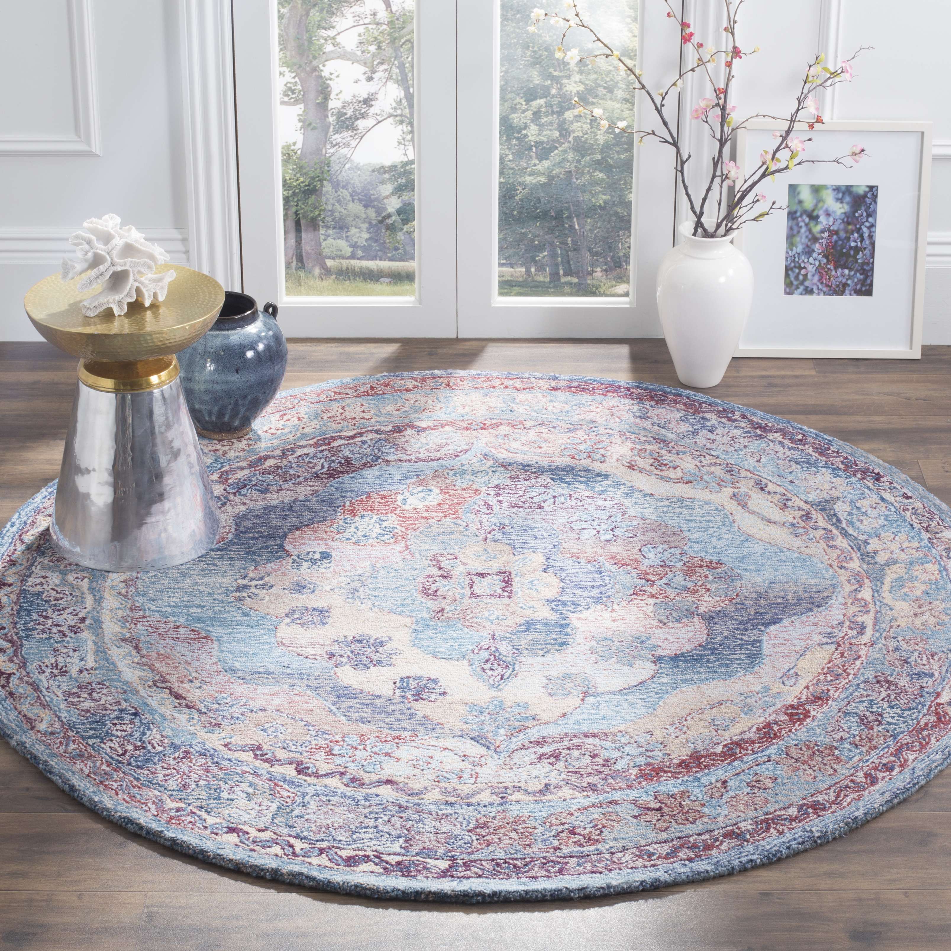 Arlo Home Hand Tufted Area Rug, VOS740A, Blue,  6' X 6' Round - Image 1