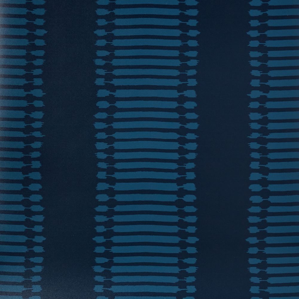 Ikat Stripes Wallpaper Swatch, Blue - Image 0