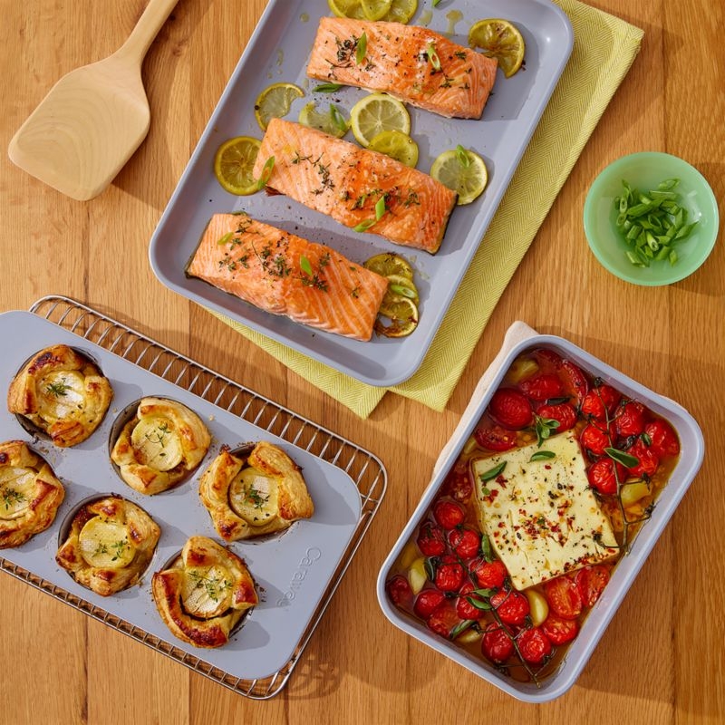 Caraway ® Cream Ceramic Non-Stick 5-Piece Mini Bakeware Set with Storage Tray - Image 1