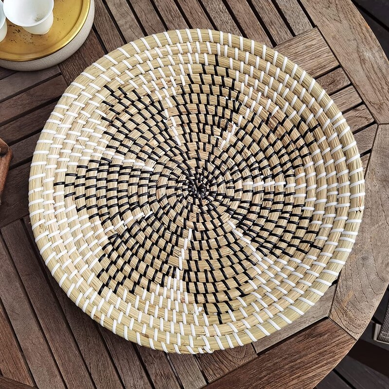 Handmade Bohemian Wicker Wall Baskets, Set of 6 - Image 1