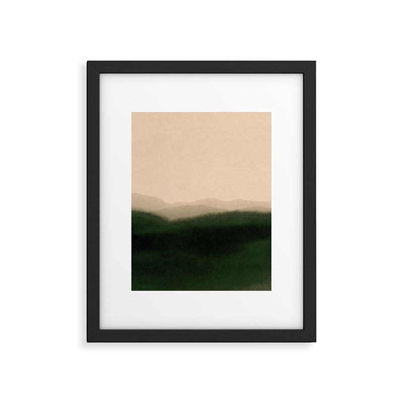 Green Hills by Iris Lehnhardt, Modern Framed Art Print, Black, 20" x 16" - Image 0