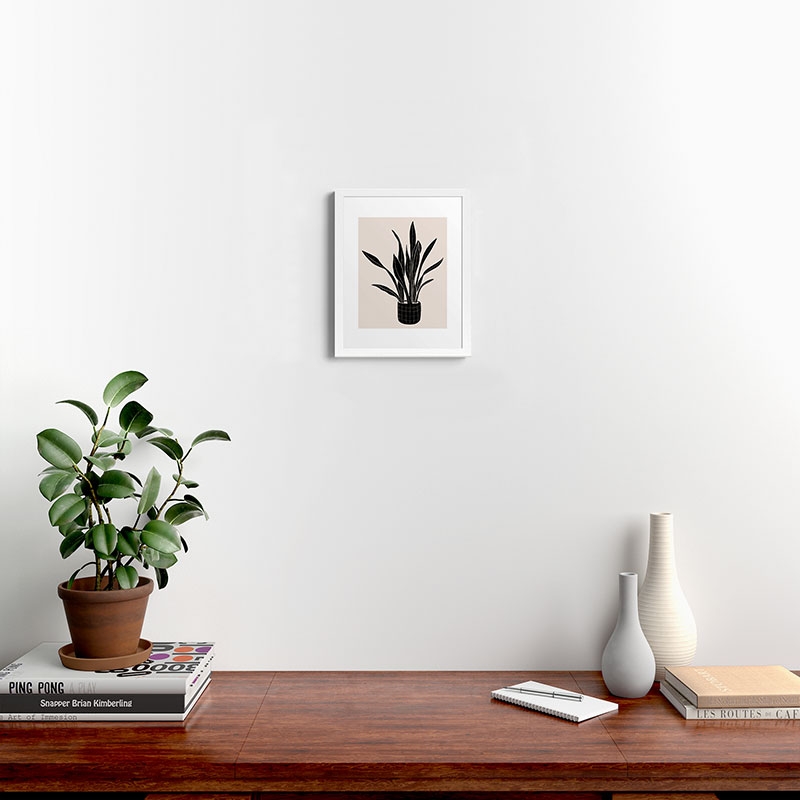 Black And White Snake Plant by Alisa Galitsyna, Modern Framed Art Print White, 11" x 14" - Image 1
