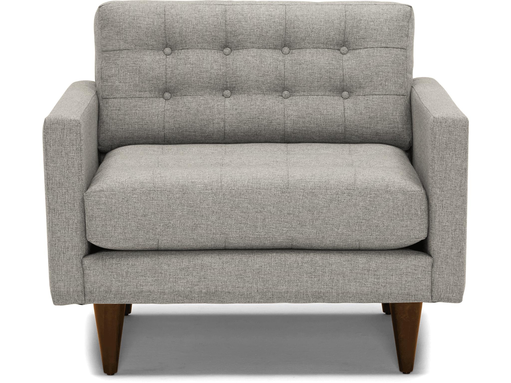 White Eliot Mid Century Modern Chair - Bloke Cotton - Mocha - Image 0