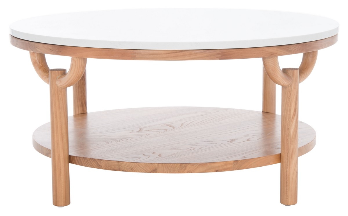 Puck Marble Top Coffee Table - Natural/White - Image 0