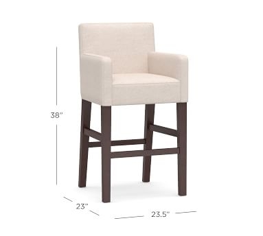 PB Classic Upholstered Counter Height Bar Stool, Espresso Legs, Twill Sierra Red - Image 5