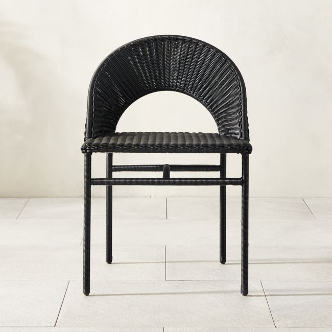 Arly Black All-Weather Rattan Dining Chair - Image 0