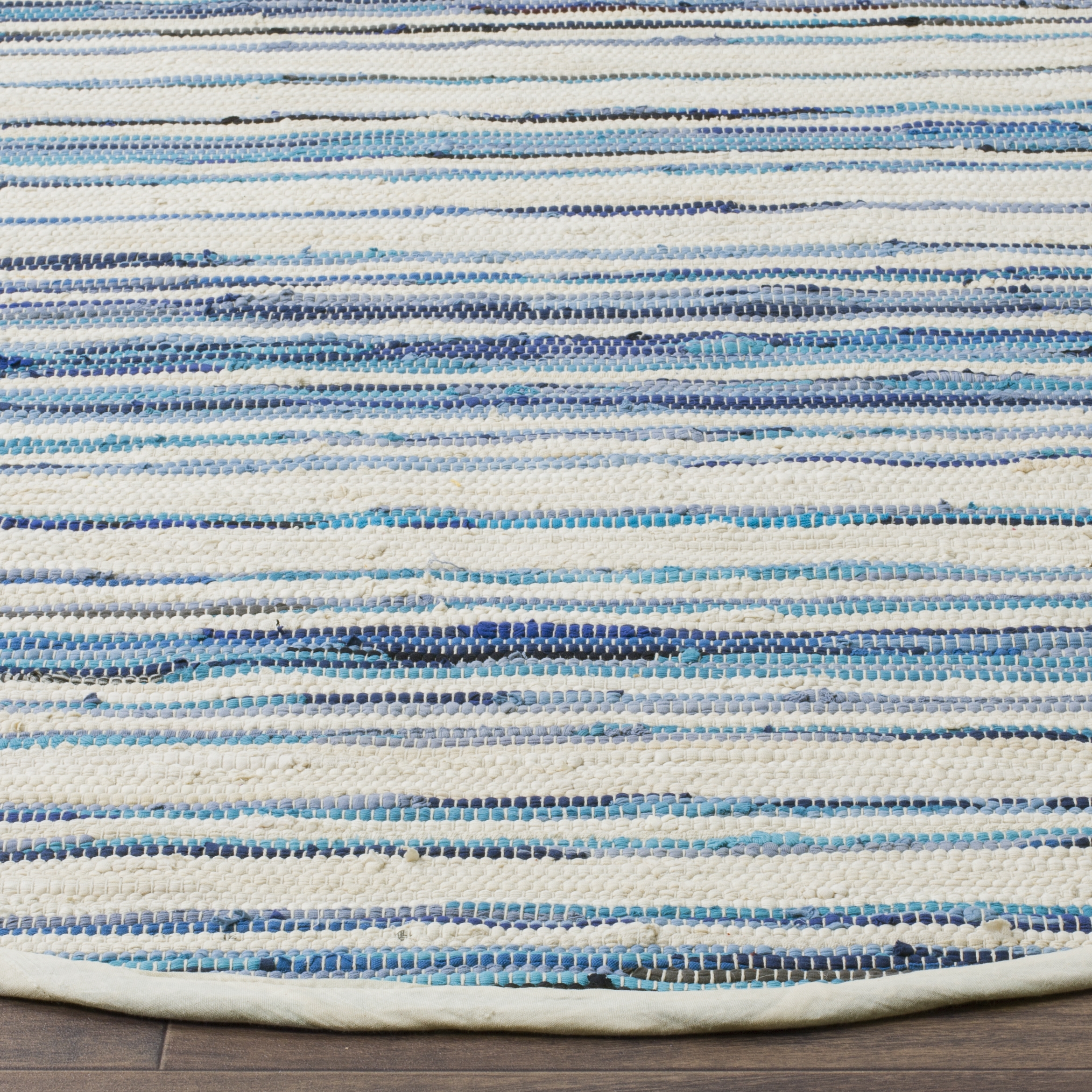 Arlo Home Hand Woven Area Rug, RAR126B, Ivory/Blue,  4' X 4' Round - Image 2