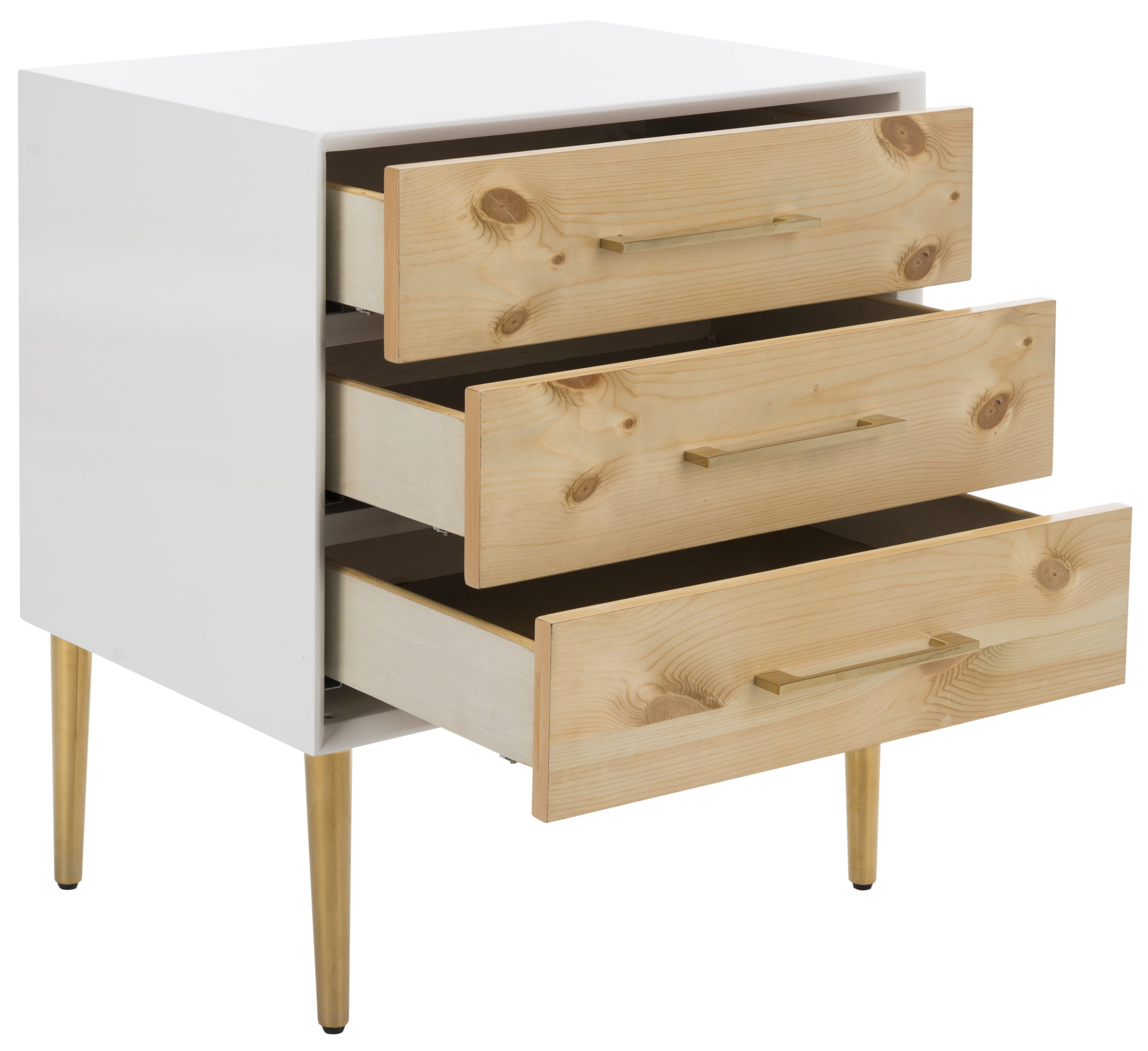 Vanda 3-Drawer Beetlewood Side Table - White - Safavieh - Image 1