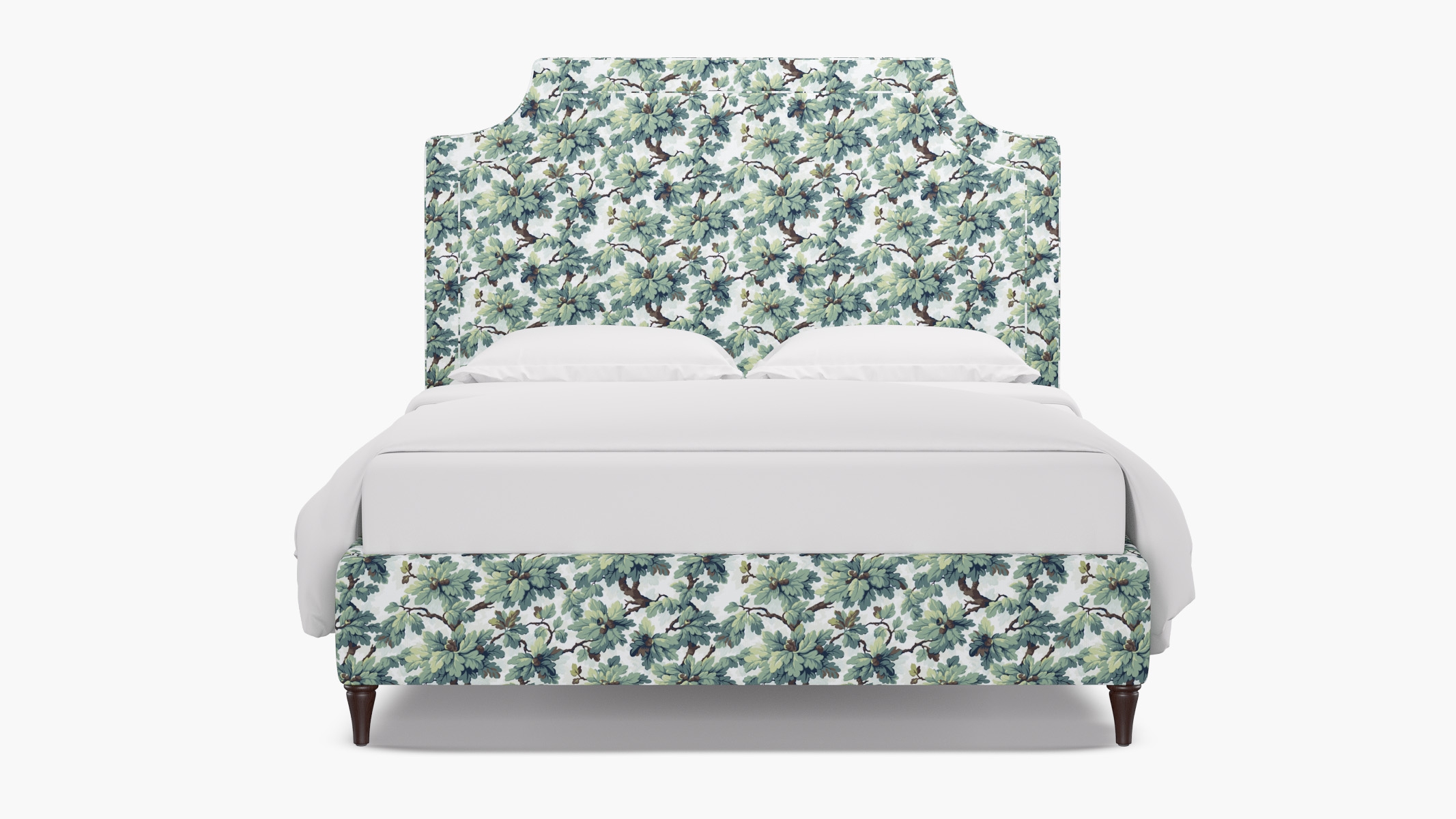 Deco Bed, Sage Woodland, Espresso Decorative Tapered Leg, King - Image 0