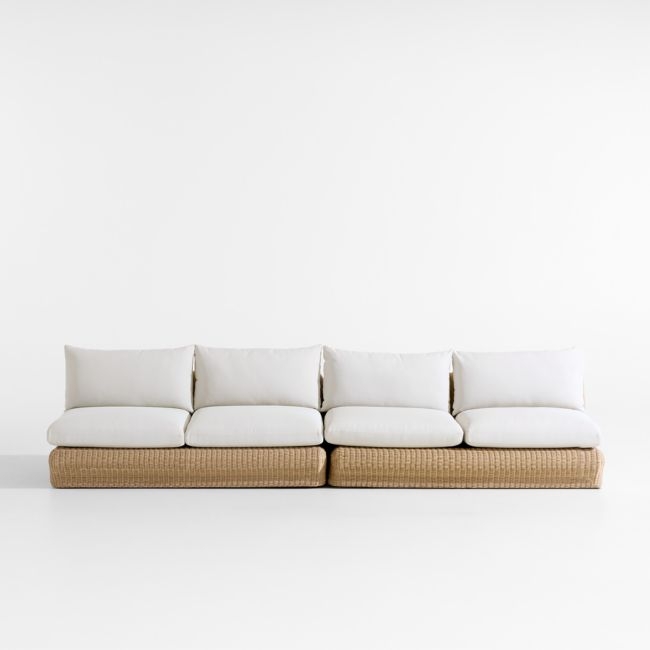 Ipanema Wicker 2-Piece Armless Outdoor Sofa with Cushions - Image 0