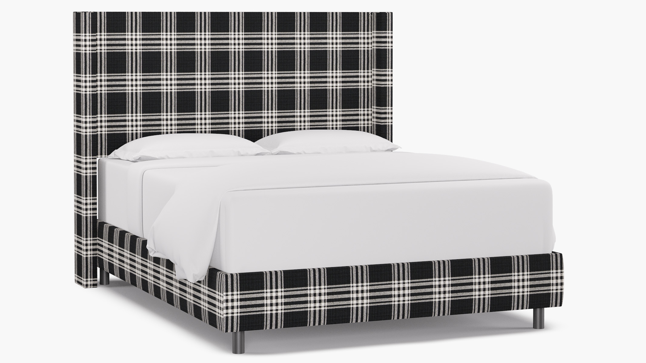 Modern Wingback Bed, Barnegat Plaid, Queen - Image 1