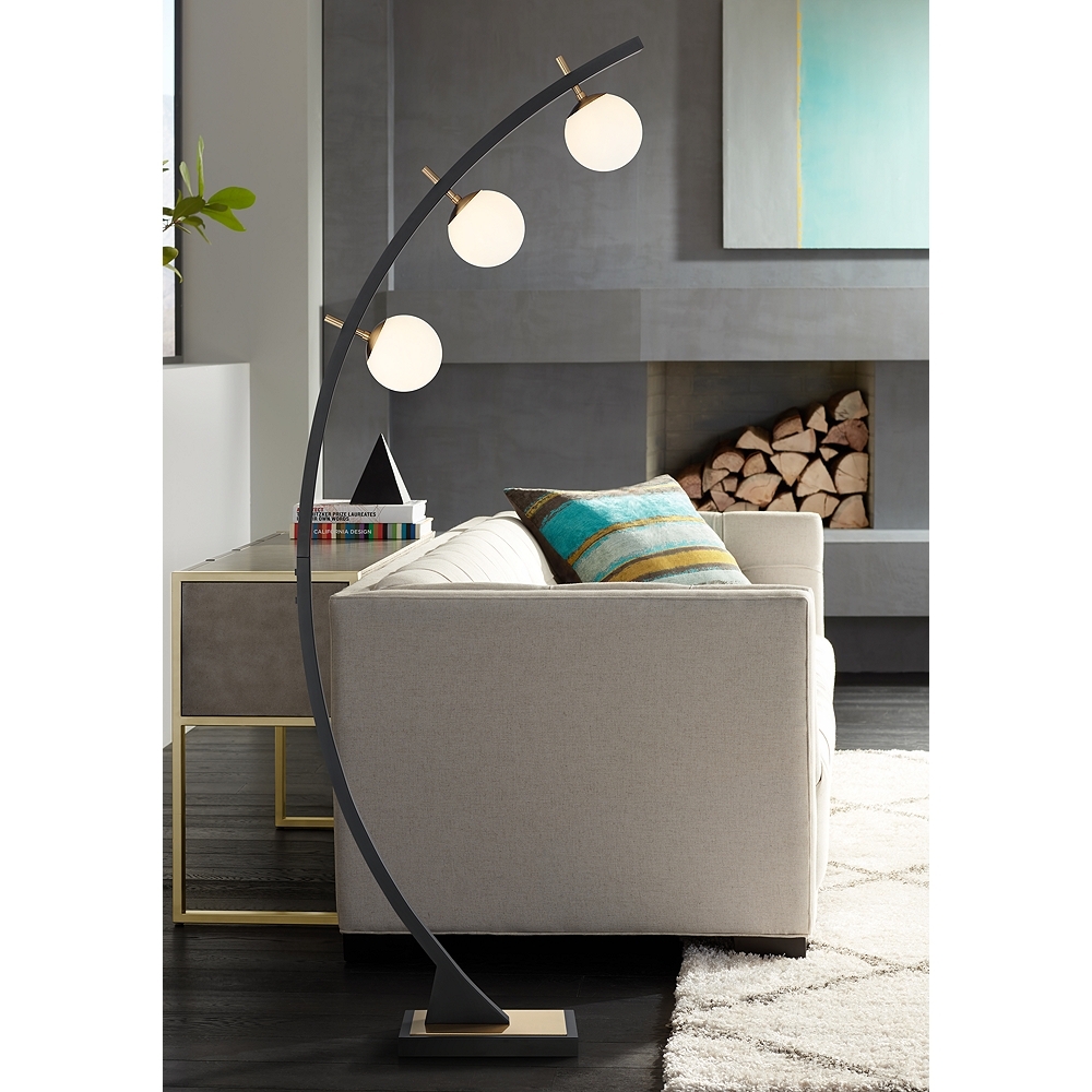 Possini Euro Rialto 68 1/4" Warm Gold and Black 3-Light Arc Floor Lamp - Image 0