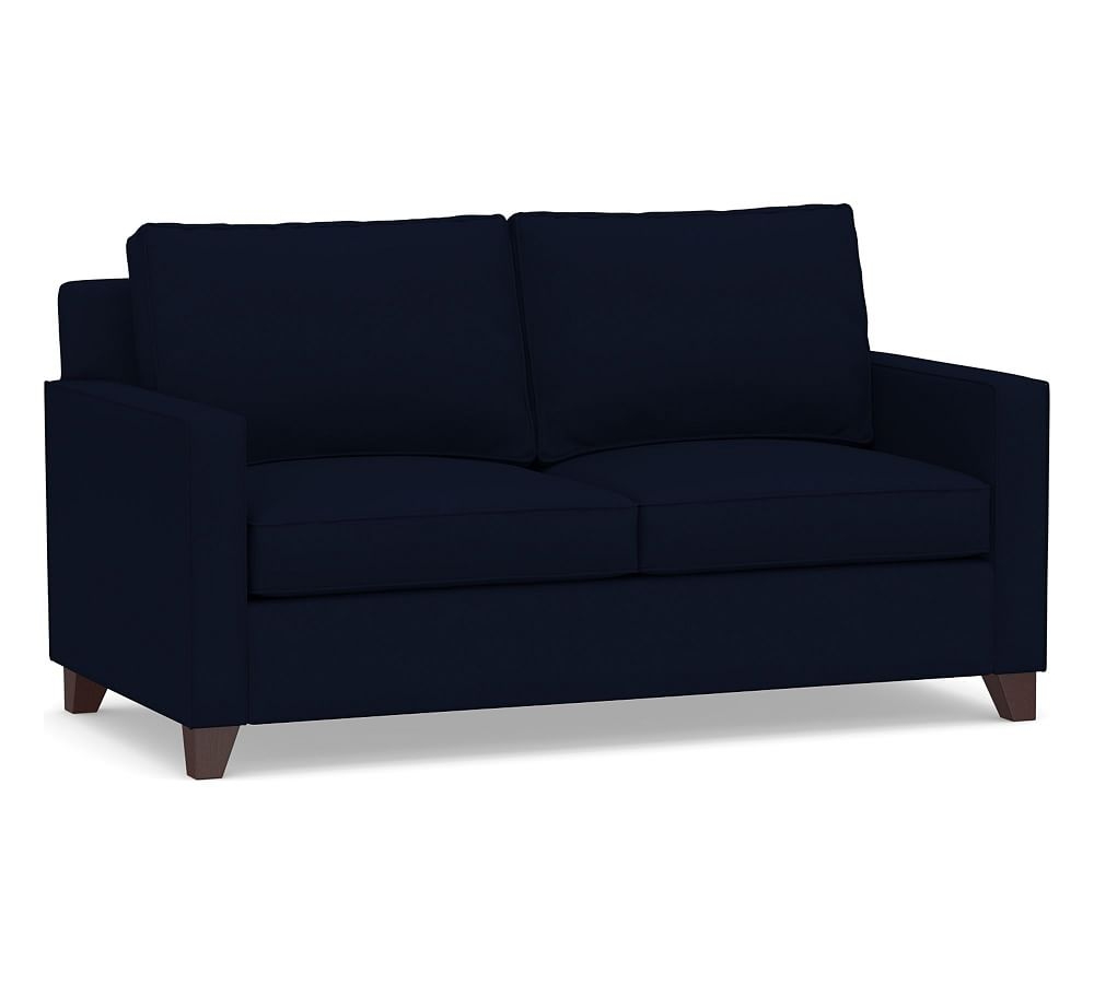 Cameron Square Arm Upholstered Full Sleeper Sofa with Air Topper, Polyester Wrapped Cushions, Performance Everydaylinen(TM) Navy - Image 0