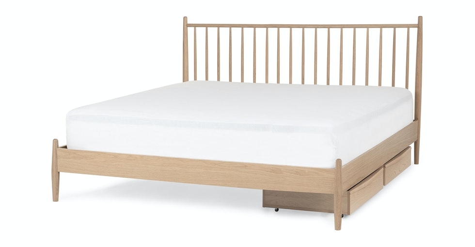 Lenia White Oak King Bed Set - Image 0