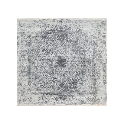 One-of-a-Kind Hand-Knotted New Age Gray 6'2" Square Area Rug - Image 0