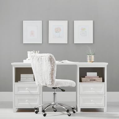 Beadboard Smart(TM) Double Cubby Hutch Storage Desk, Simply White - Image 2
