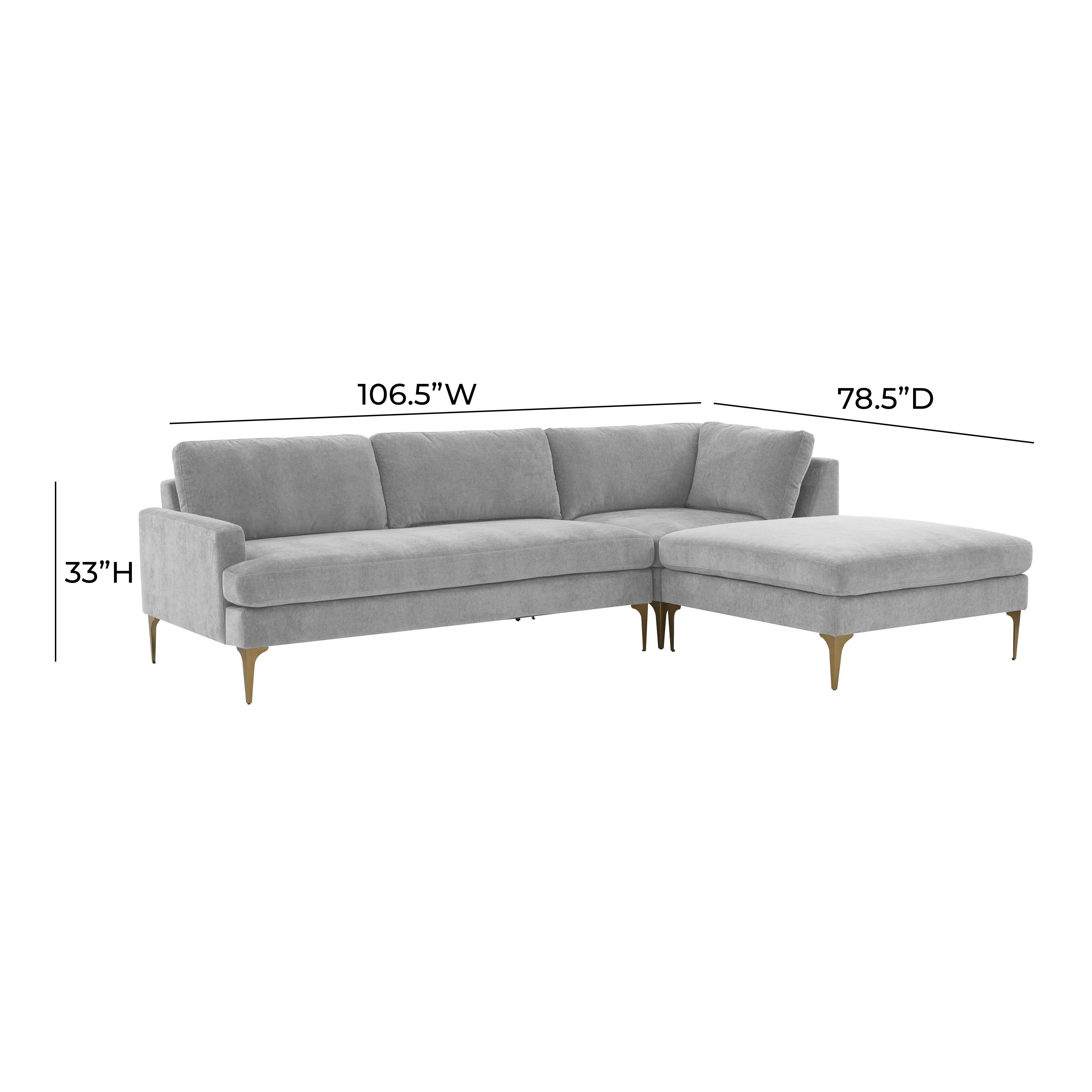 Kylee Gray Velvet RAF Chaise Sectional - Image 4