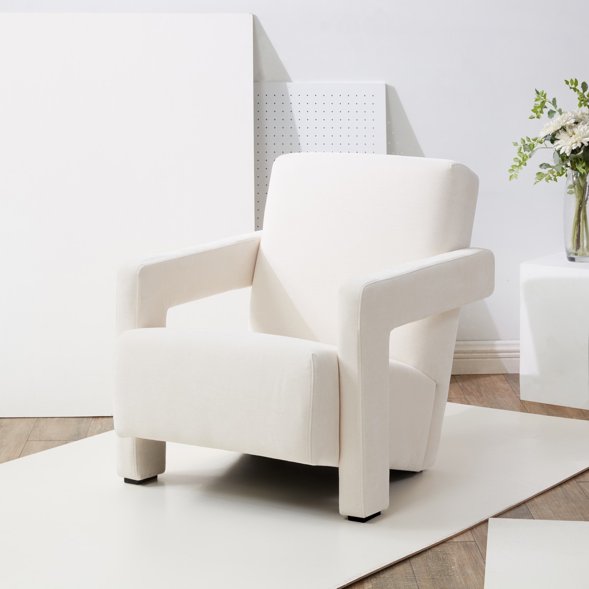 Taylor Modern Velvet Accent Chair - Ivory - Image 1