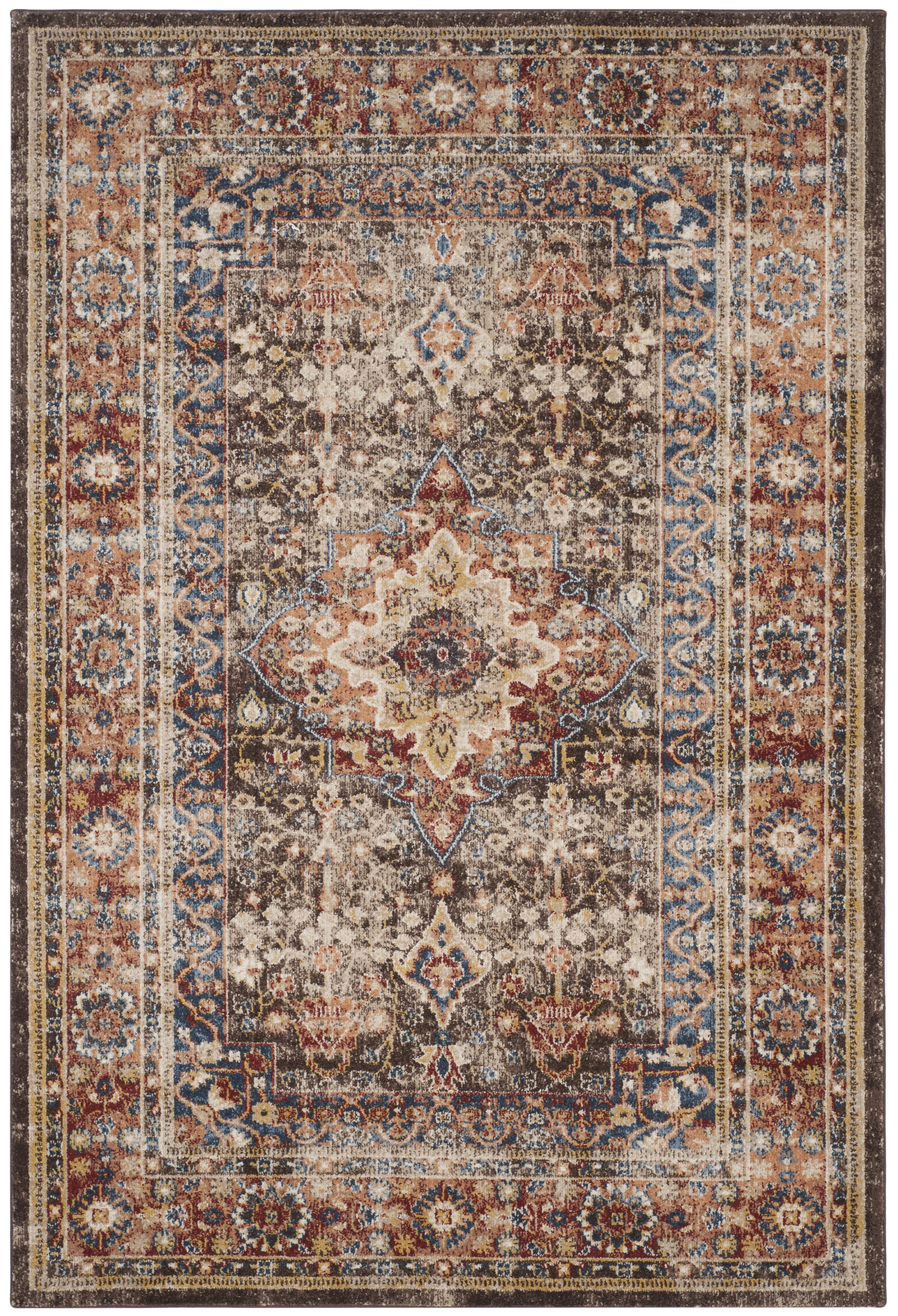 Arlo Home Woven Area Rug, BIJ652D, Brown/Rust,  6' 7" X 9' - Image 0