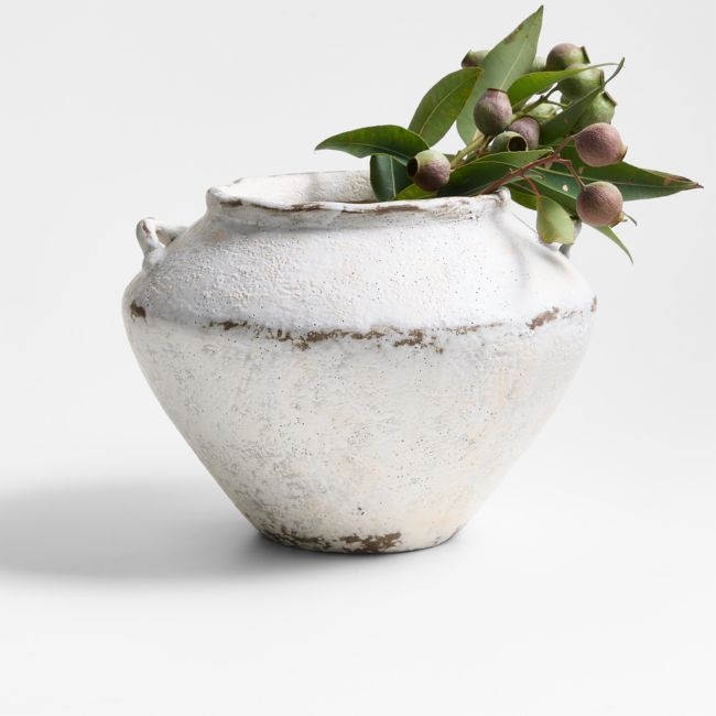 Pompeii 9" Chalky White Ceramic Vase with Handles - Image 0