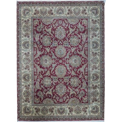 One-of-a-Kind Royal Crown Magnolia Hand-Knotted Red/Gold 9'2" x 12'2" Wool Area Rug - Image 0