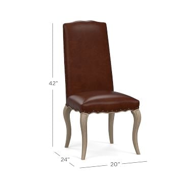 Calais Leather Dining Side Chair, Gray Wash Frame, Churchfield Ebony - Image 2