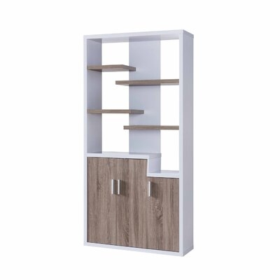 3 Cabinet Open Wooden Bookcase With 4 Shelves, White And Brown - Image 0