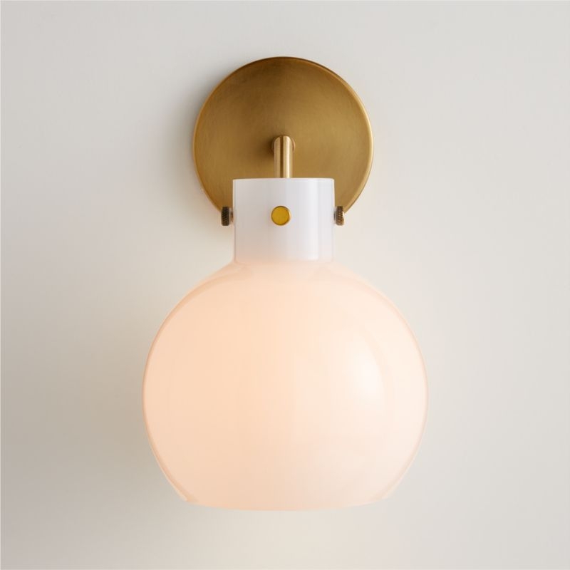 Dakota Brass Sconce Light with Small Milk Glass Globe - Image 5