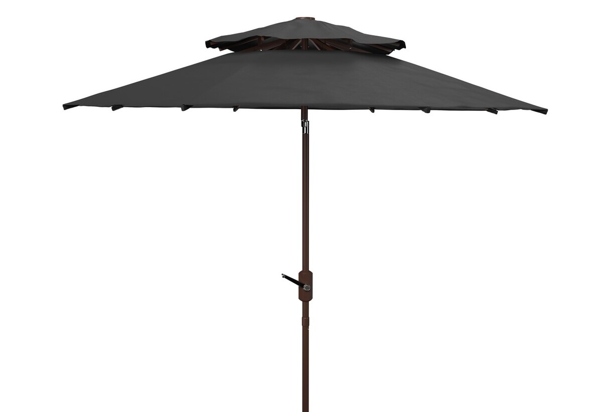 Lorenia 9Ft Double Top Umbrella - Black - Safavieh - Image 0