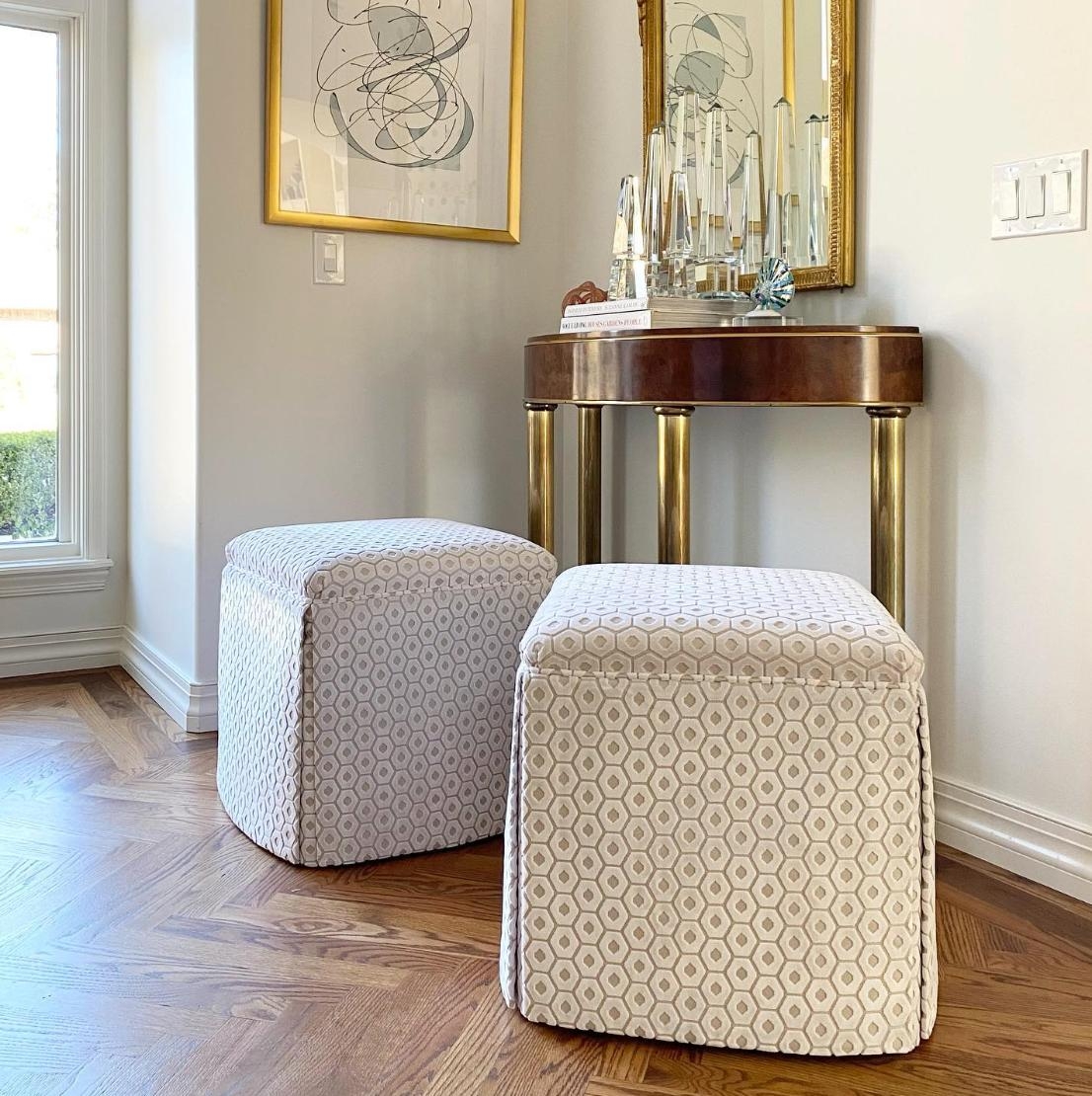 THE SKIRTED OTTOMAN :: PALOMA CUT VELVET  // ALABASTER - BY THE YARD - Image 5