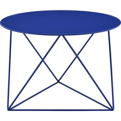 Accent Table With Open Geometric Base And Round Top, White - Image 0