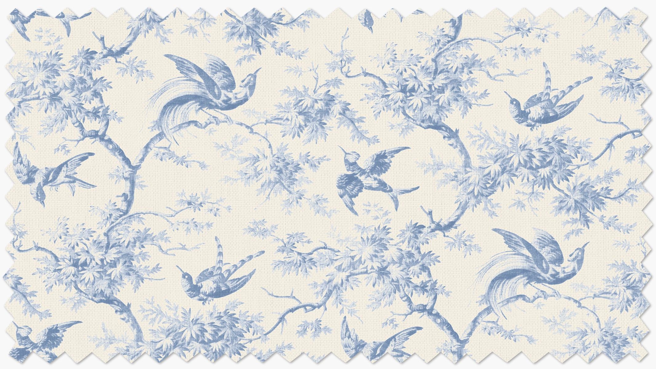 Printed Outdoor Fabric By The Yard, Blue Swallows - Image 0