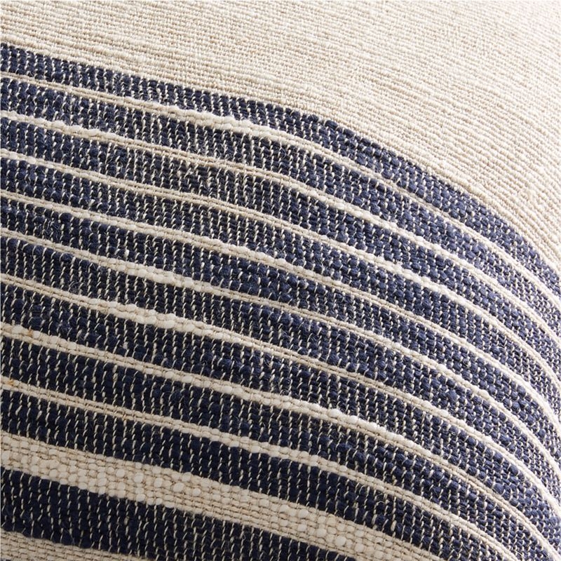 Stilyagi 22"x15" Slubby Deep Indigo Plaid Pillow with Down-Alternative Insert - Image 1