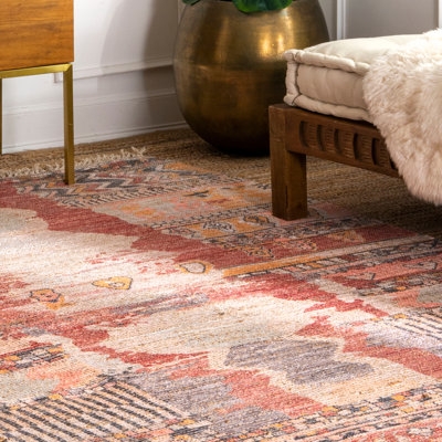 Rizer Abstract Hand-Woven Flatweave Pink Area Rug - Image 0