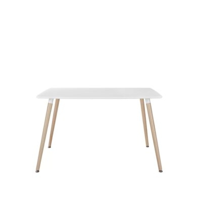 White MDF Dining Table With Solid Wood Legs - Image 0