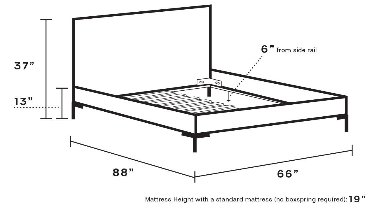 Modern Platform Bed, Talc Linen, Chrome, Queen - Image 4