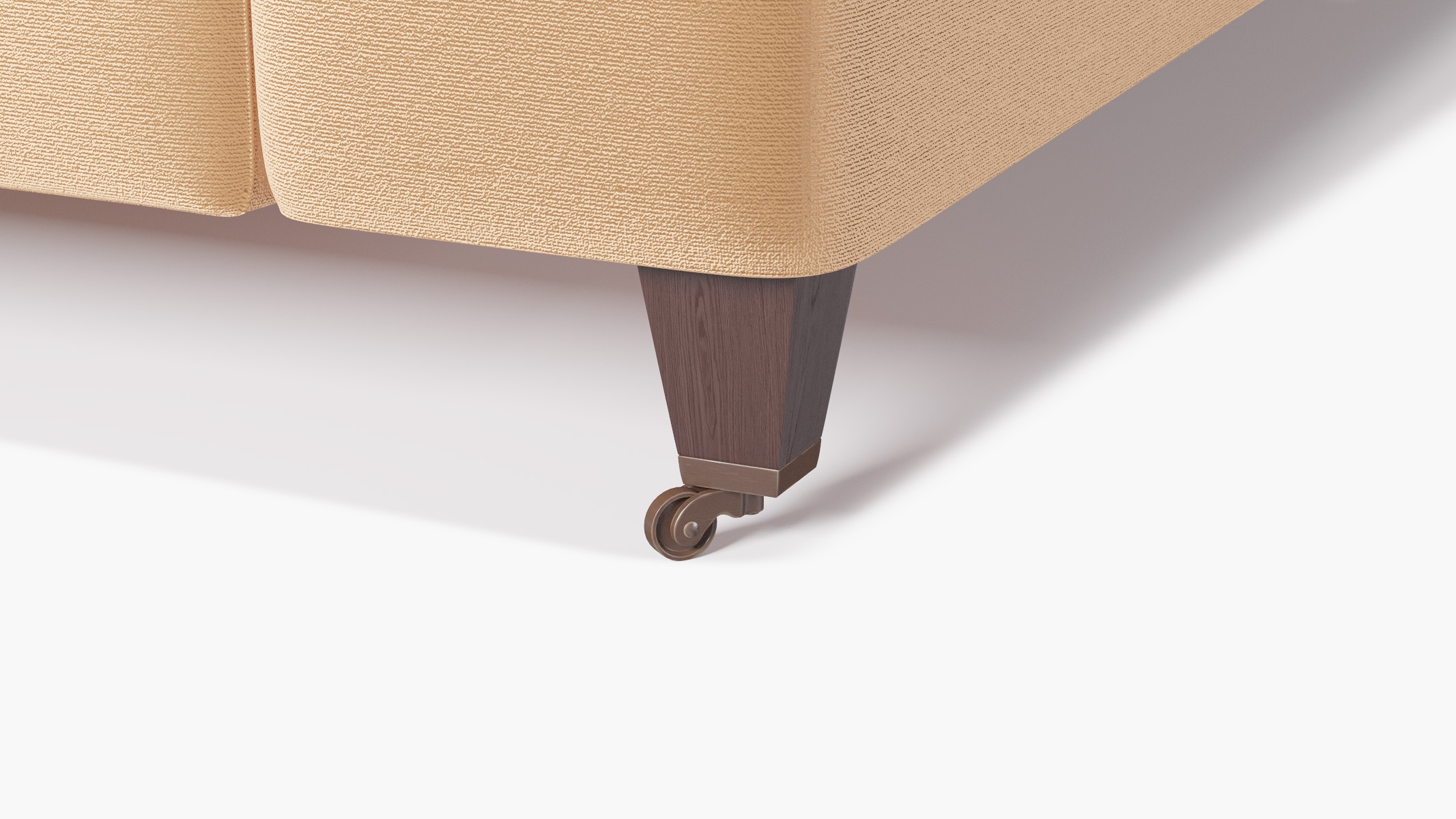 Classic Sofa, Camel Performance Plush Velvet, Espresso with Antique Brass Caster - Image 1