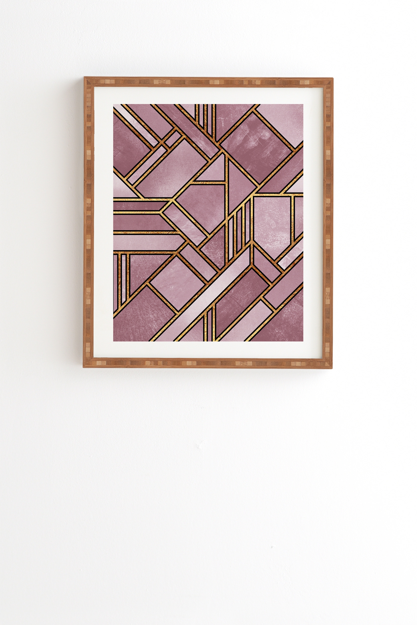 Geo Gold 1 by Elisabeth Fredriksson - Framed Wall Art Bamboo 11" x 13" - Image 0