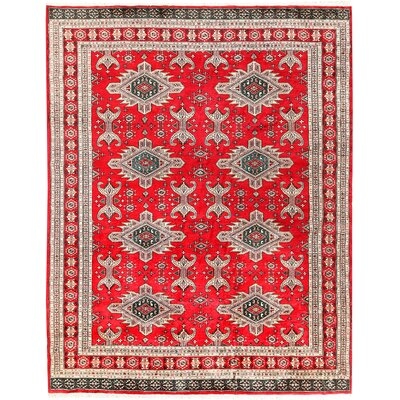 One-of-a-Kind Dawnta Hand-Knotted New Age Caucasian Red 6'8" x 8'4" Wool Area Rug - Image 0