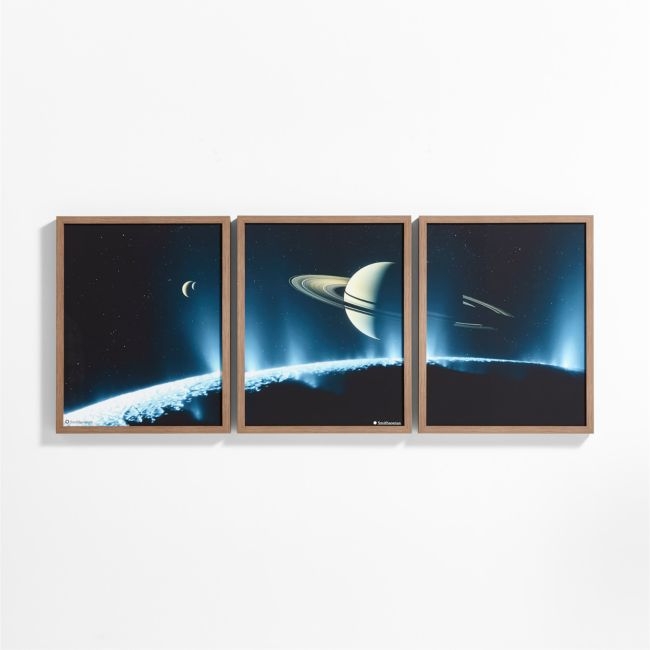 Smithsonian 3-Piece Saturn and Moons Framed Wall Art Print - Image 0