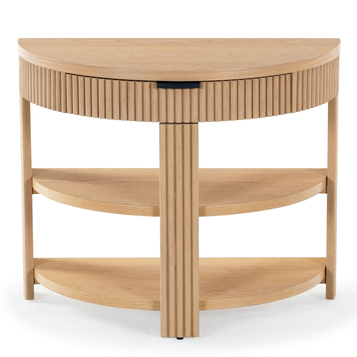 Shelbie Reeded Console Table - Oak/Black - Image 0