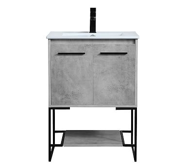Kinley Single Sink Vanity Cabinet, 2 Door, Concrete Gray, 24" - Image 0