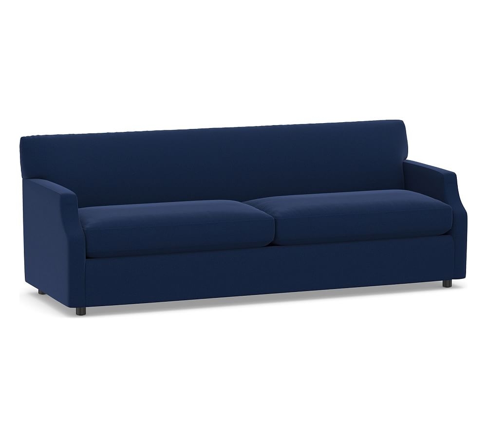 SoMa Hazel Upholstered Grand Sofa 85.5", Polyester Wrapped Cushions, Performance Everydayvelvet(TM) Navy - Image 0
