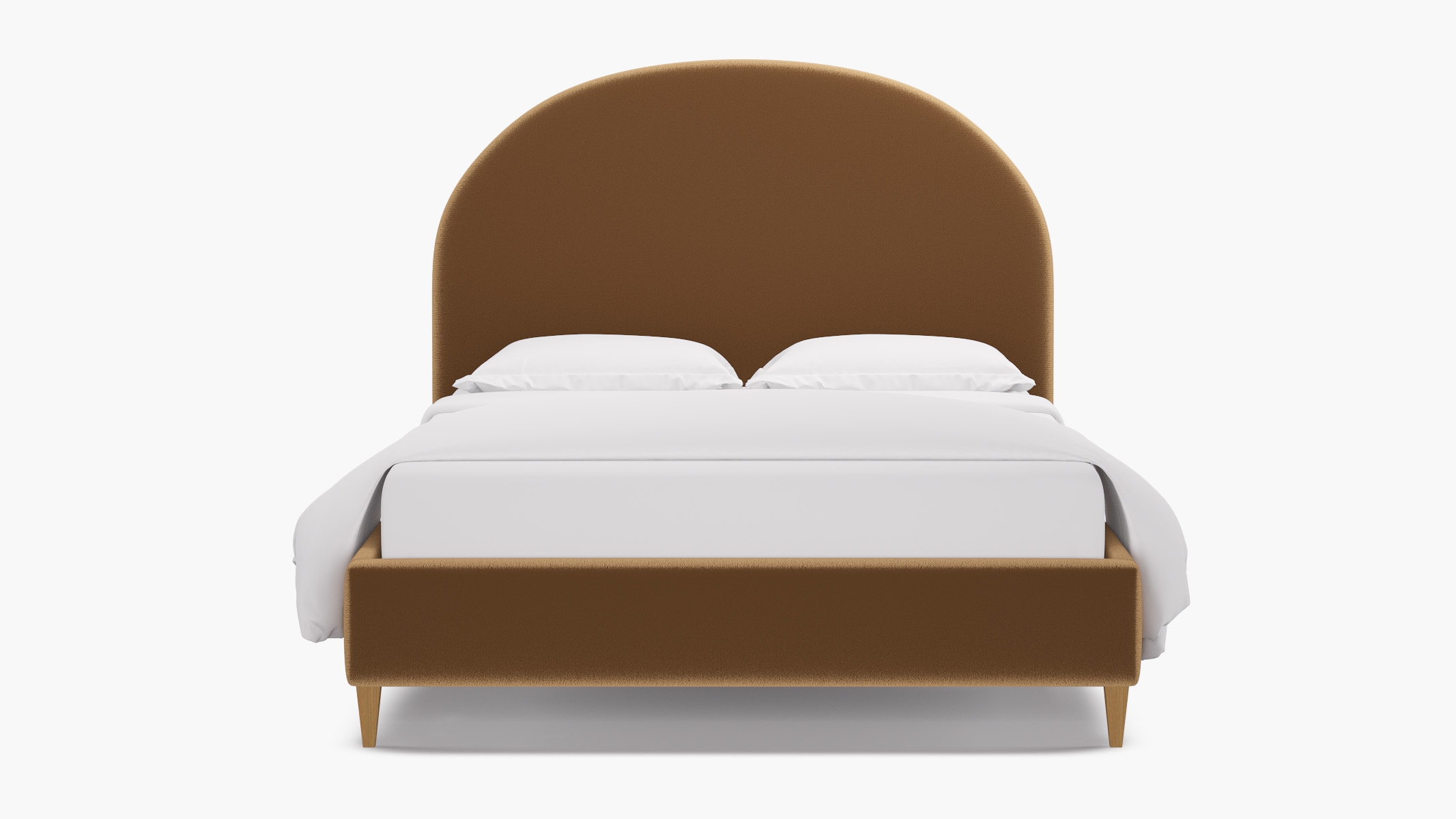 Demilune Bed, Fawn Performance Velvet, Natural Square Tapered Leg, King - Image 0