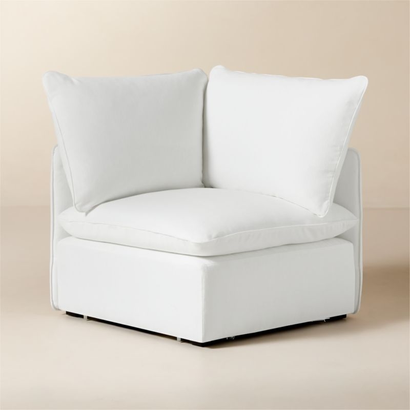 Lumis Snow White Performance Fabric Standard Depth Corner Chair - Image 4